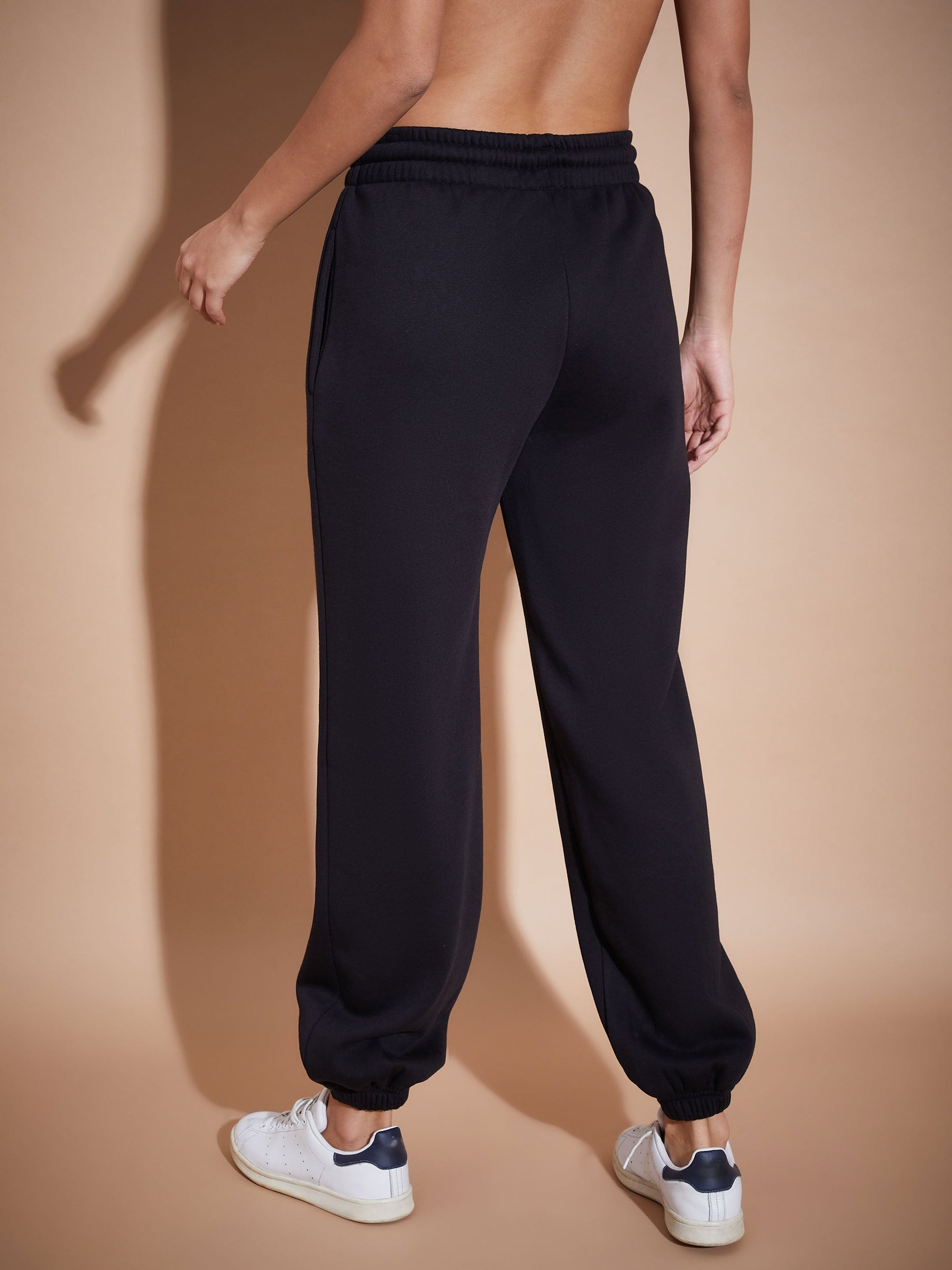 Buy Black Premium Fleece Baggy Joggers Online At Best Price