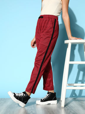 Red Check Side Tape Jacquard Pants-SASSAFRAS