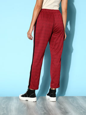 Red Check Side Tape Jacquard Pants-SASSAFRAS