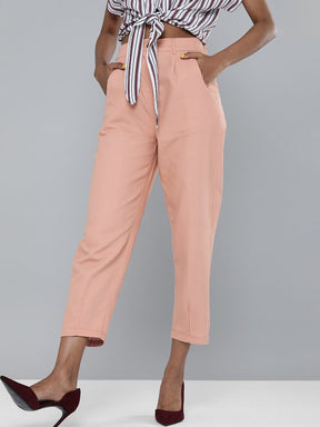 Dusty Pink Tapered Pants-Pants-SASSAFRAS