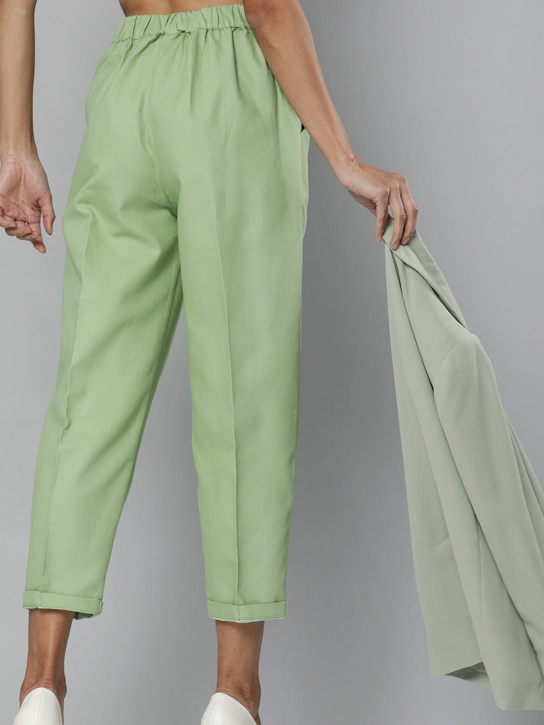 Buy Olive Green Tapered Fit Formal Trousers online  Looksgudin