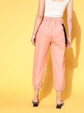 Women Dusty Pink Hip-Hop Streetwear Cargo Pants