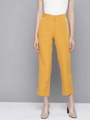 Mustard Front Pleat Tapered Pants-Pants-SASSAFRAS