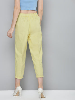 Yellow Twill Straight Pants