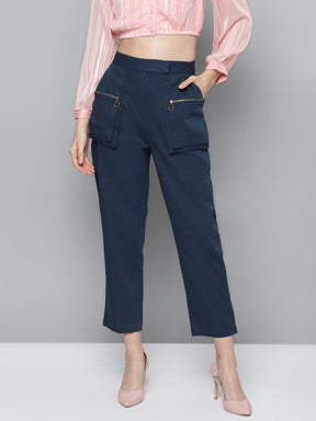 Navy Big Pockets Twill Pants-Pants-SASSAFRAS