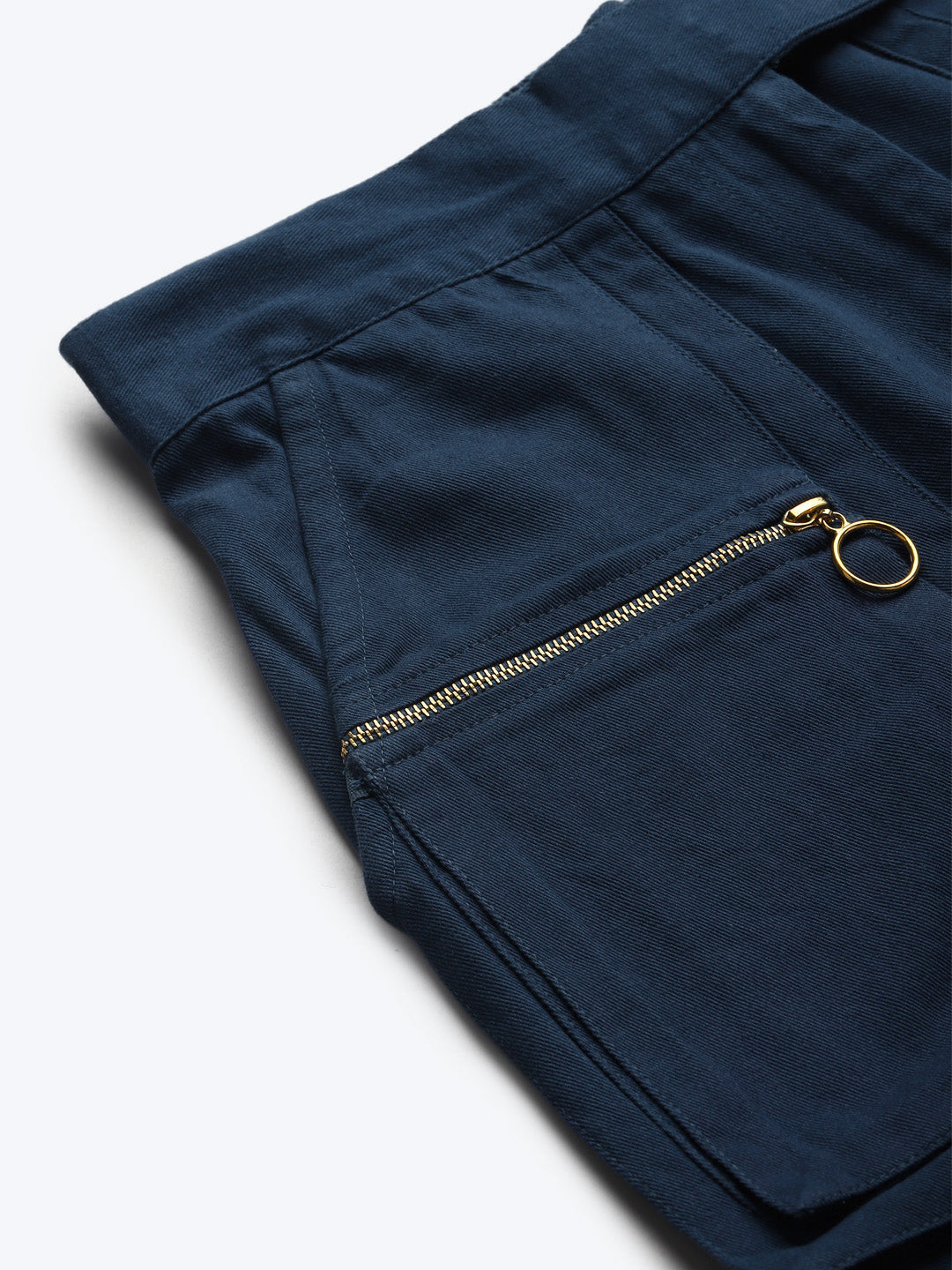 Navy Big Pockets Twill Pants