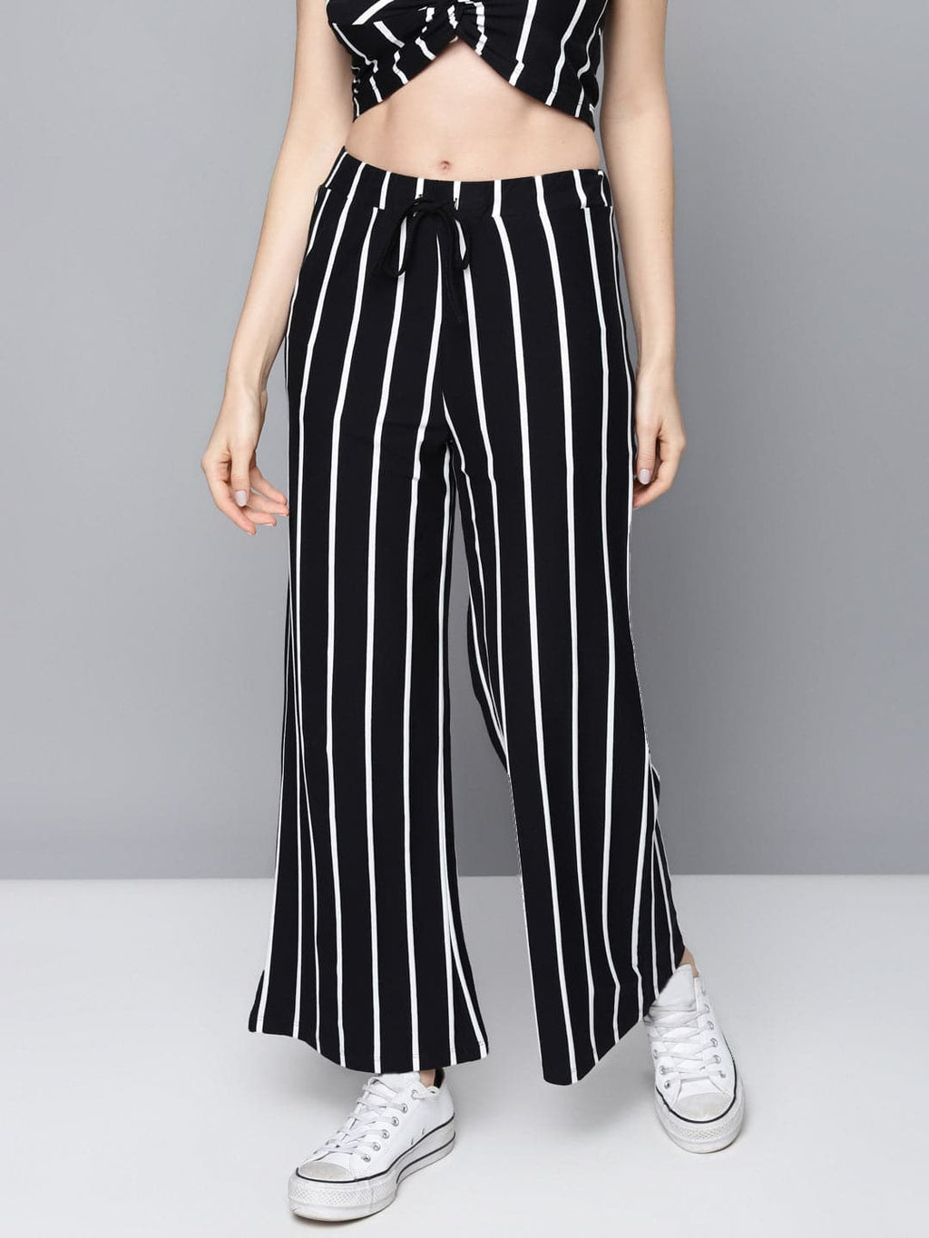 Women Black High Waist Wide Leg Pants