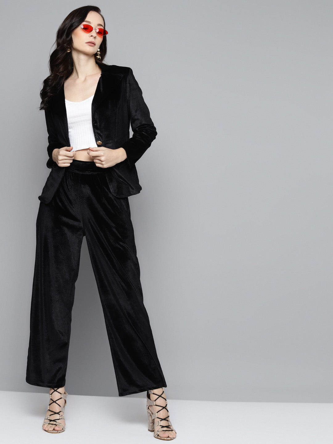 Buy KAZO Solid Velvet Regular Fit Women's Casual Wear Pants | Shoppers Stop