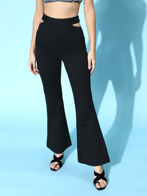 KASSUALLY Trousers and Pants  Buy KASSUALLY Black Side Slit Flared Pants  Online  Nykaa Fashion
