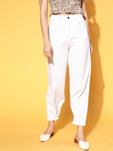 Women White Twill Boot Leg Cargo Pants-Cargos-SASSAFRAS