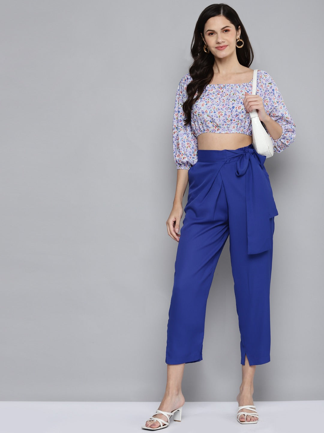 Buy Women Royal Blue Wrap Tapered Pants Online at Sassafras