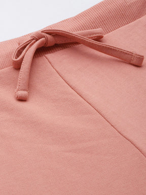 Women Peach Terry Hooded Jacket with Track Pants