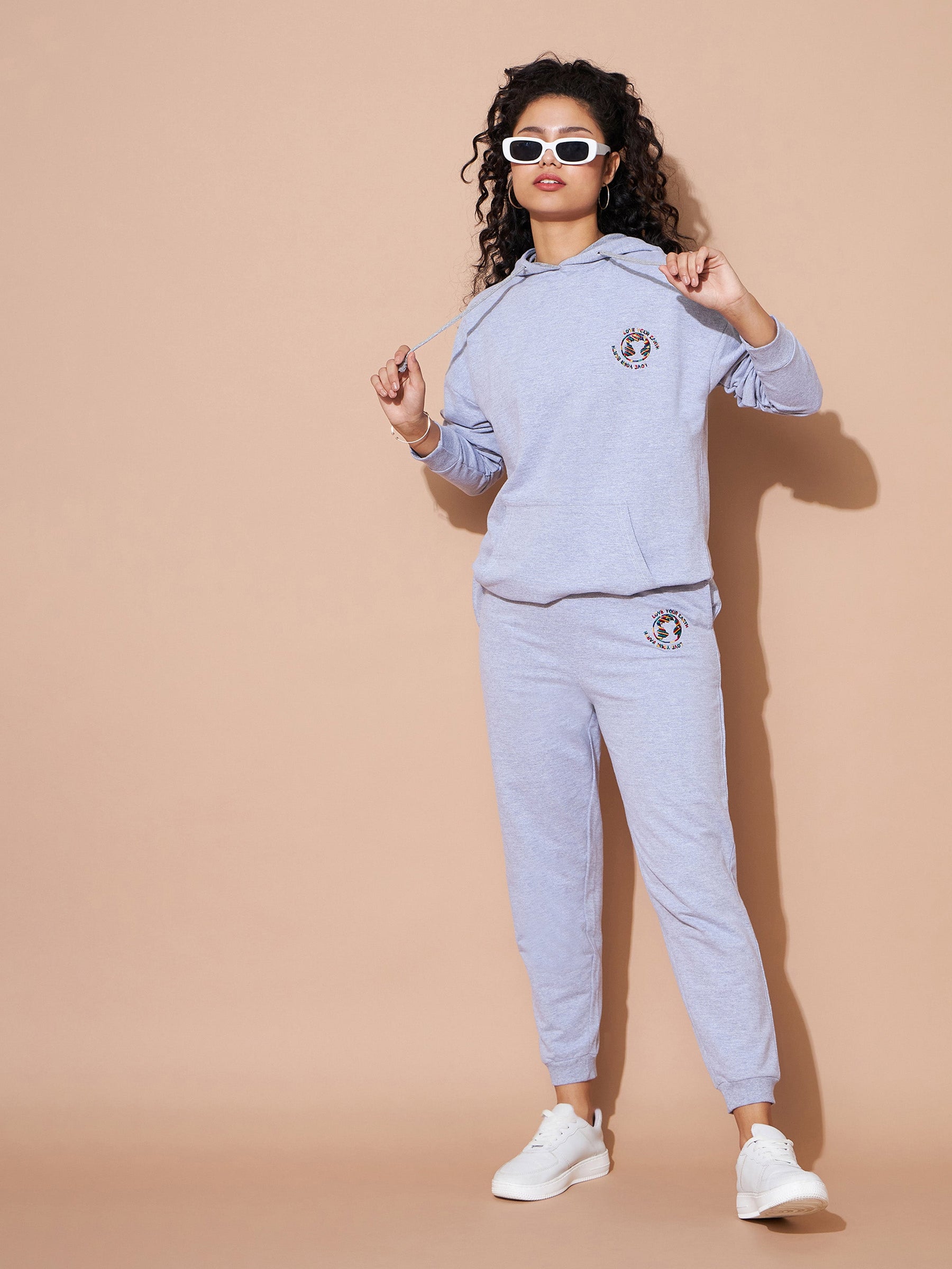 Womens Grey Loungewear Set Hoodie And joggers Tracksuit Co-Ord –