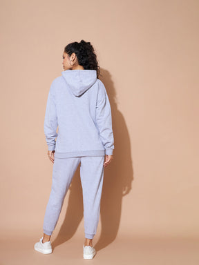 Grey Embroidered Oversized Hoodie With Track Pants-SASSAFRAS BASICS