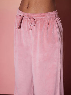 Pink Velour Sweatshirt With Track Pants-SASSAFRAS alt-laze