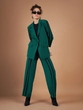 Emerald Contrast Tape Blazer With Straight Pants-SASSAFRAS