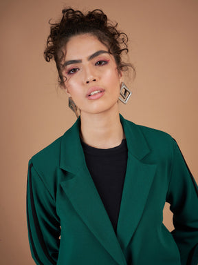 Emerald Contrast Tape Blazer With Straight Pants-SASSAFRAS