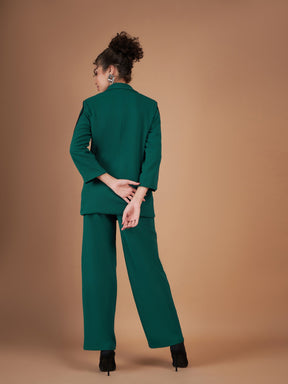 Emerald Contrast Tape Blazer With Straight Pants-SASSAFRAS