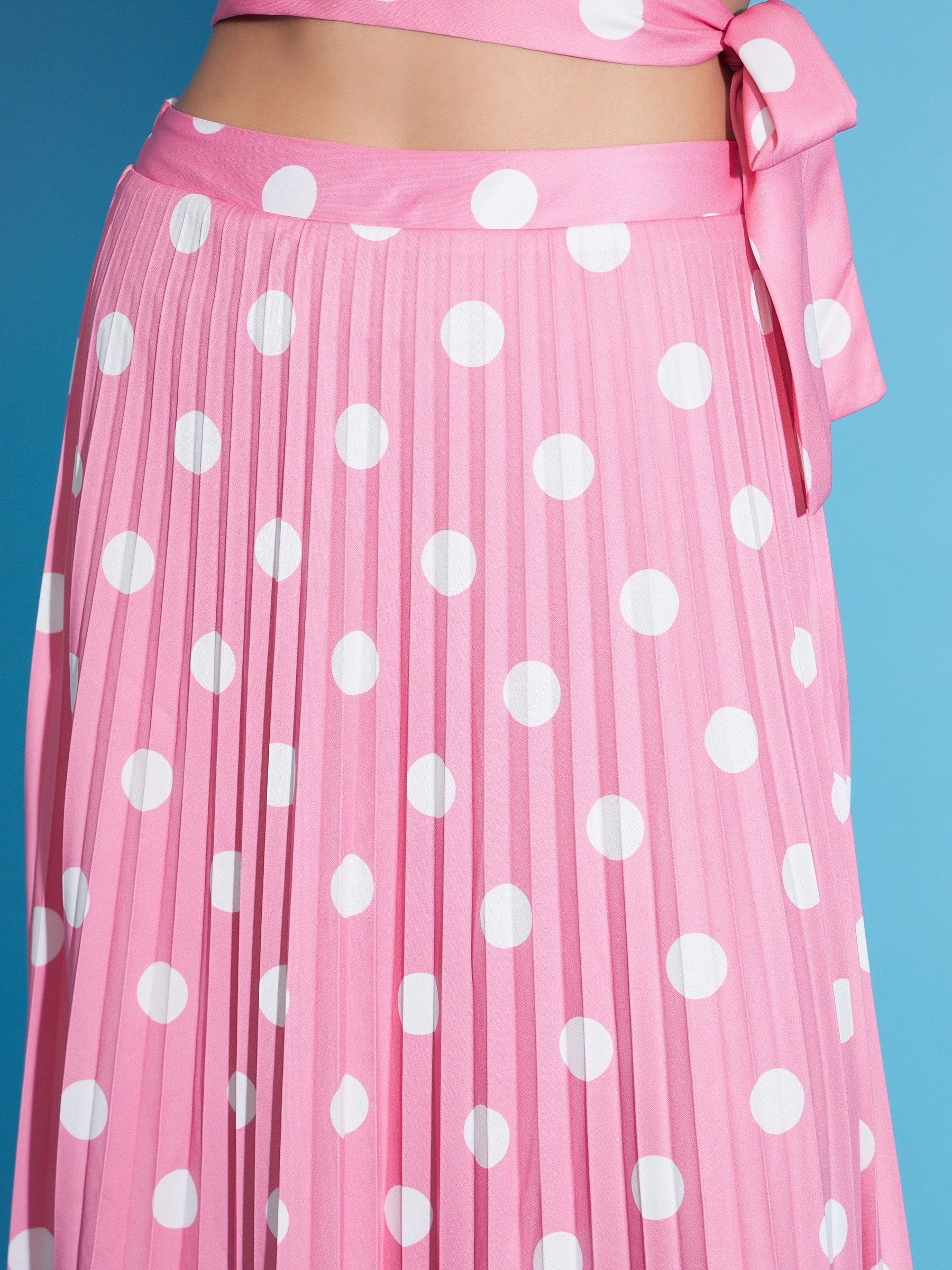 Pink polka 2024 dot pleated skirt