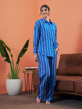 Blue Stripes Shirt With Lounge Pants-SASSAFRAS alt-laze