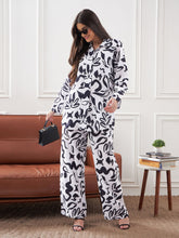 White & Black Abstract Art Shirt With Lounge Pants-SASSAFRAS alt-laze