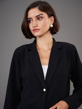 Black Slim Fit Blazer With Pleated Pants-SASSAFRAS worklyf