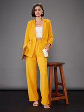 Mustard Front Button Blazer With Straight Pants-SASSAFRAS worklyf