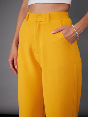 Mustard Front Button Blazer With Straight Pants-SASSAFRAS worklyf