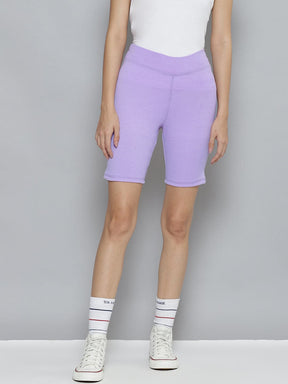 Women Lavender Rib ACTIVE Shorts-Shorts-SASSAFRAS
