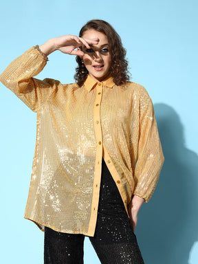 Gold Sequin Shirt -SASSAFRAS