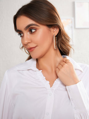 White Satin Front Ruched Shirt-SASSAFRAS worklyf