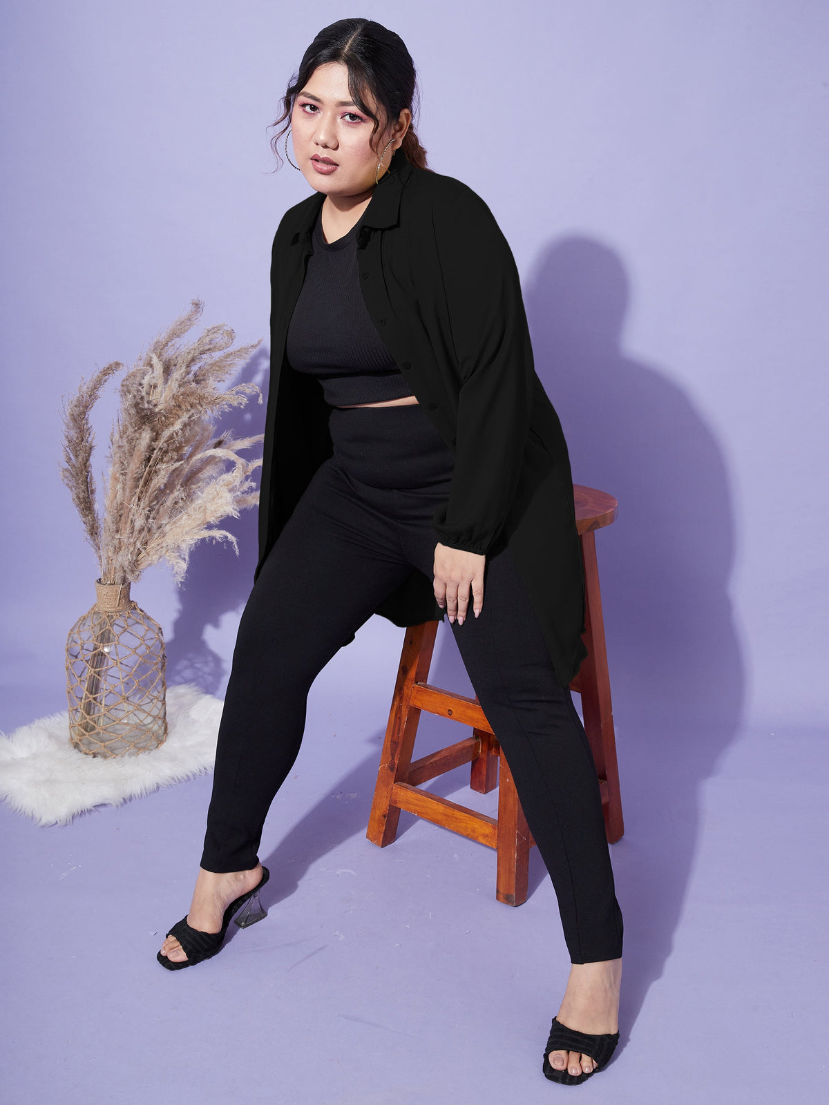 Black Longline Shirt-SASSAFRAS Curve