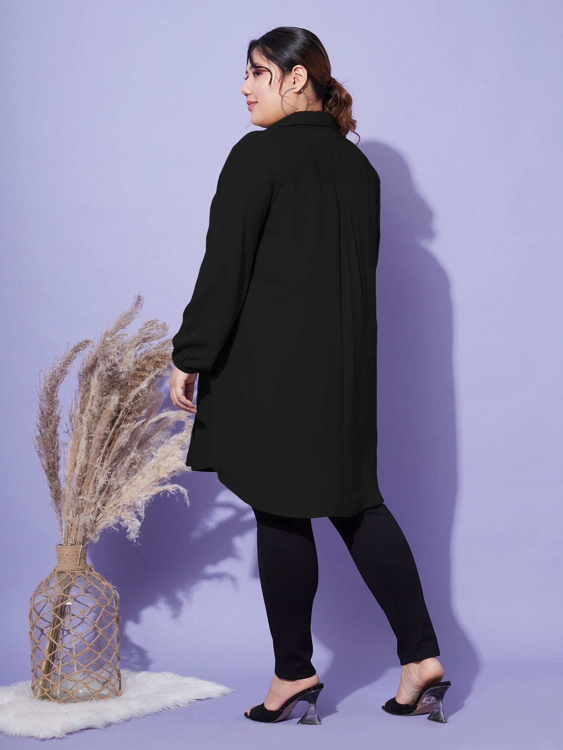 Black Longline Shirt-SASSAFRAS Curve