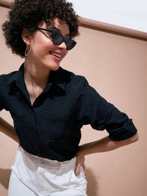 Black Relaxed Fit Shirt-SASSAFRAS BASICS