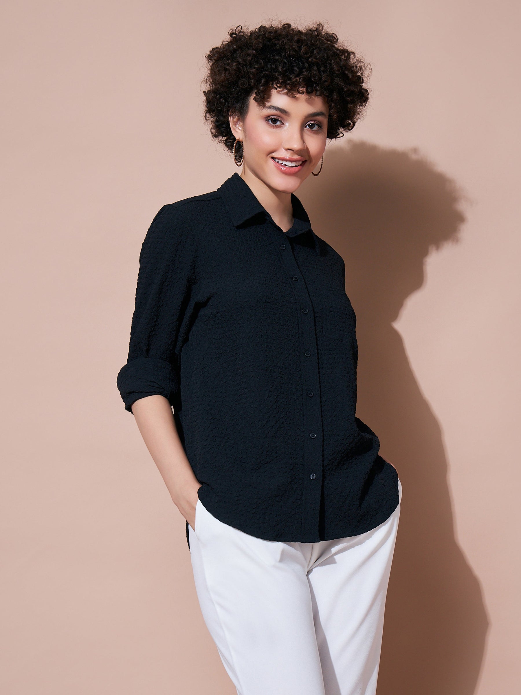 Black Relaxed Fit Shirt-SASSAFRAS BASICS