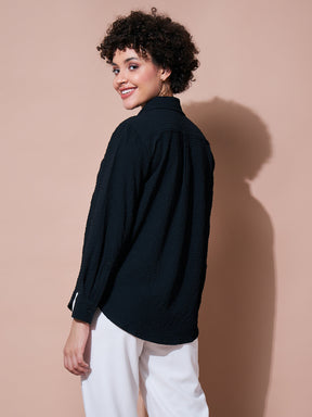 Black Relaxed Fit Shirt-SASSAFRAS BASICS