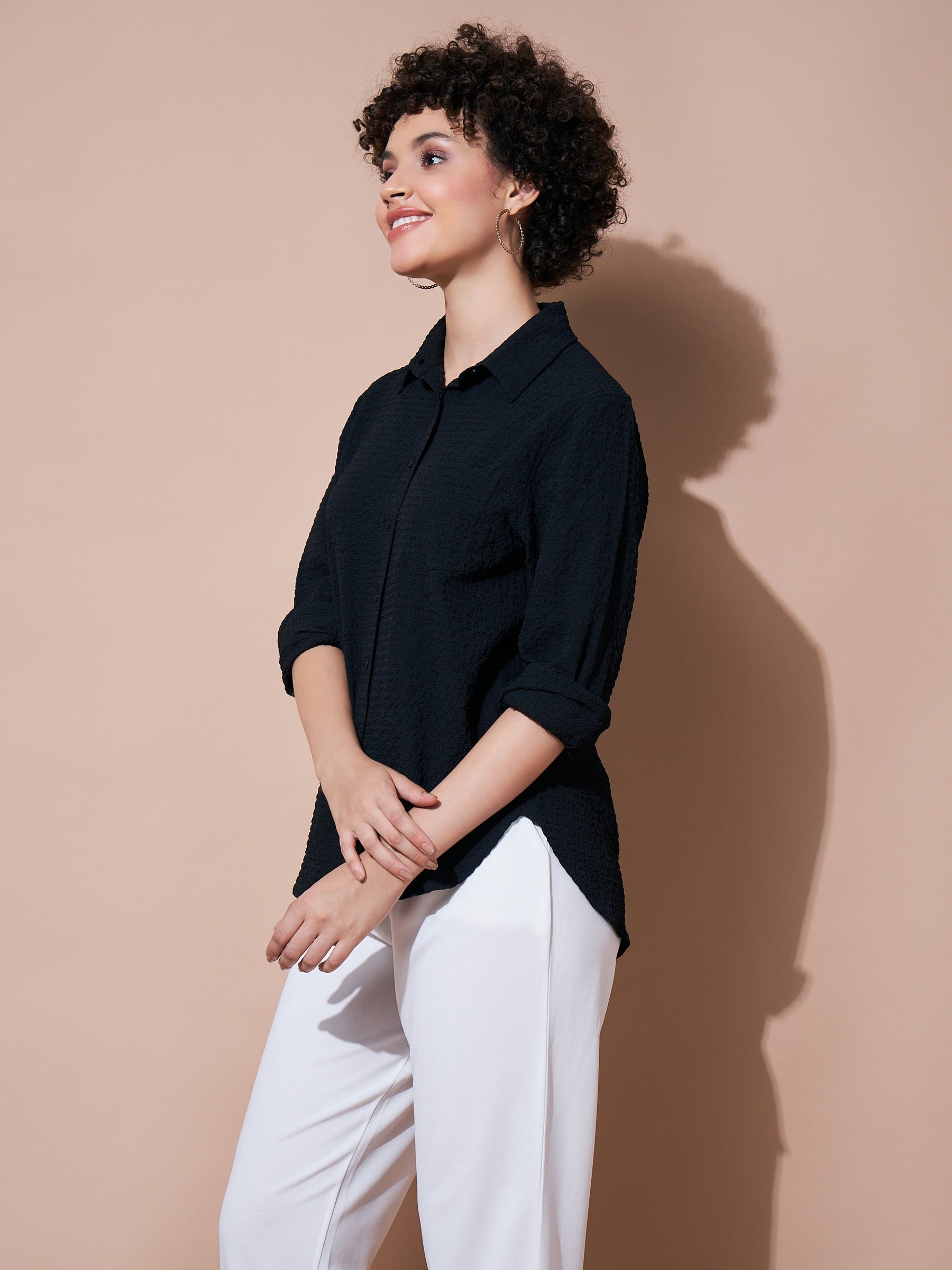 Black Relaxed Fit Shirt-SASSAFRAS BASICS