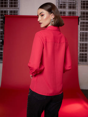 Red Front Embroidered Shirt-SASSAFRAS