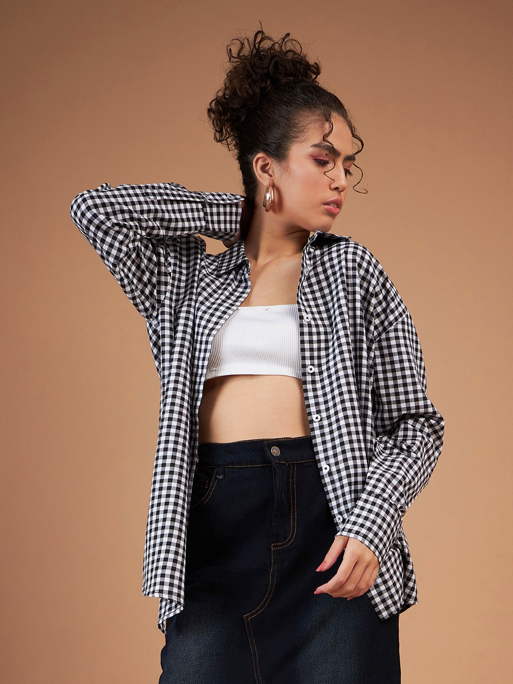 Check Shirt Crop Shirt With Jeans Jeans Oversized Checked Shirt