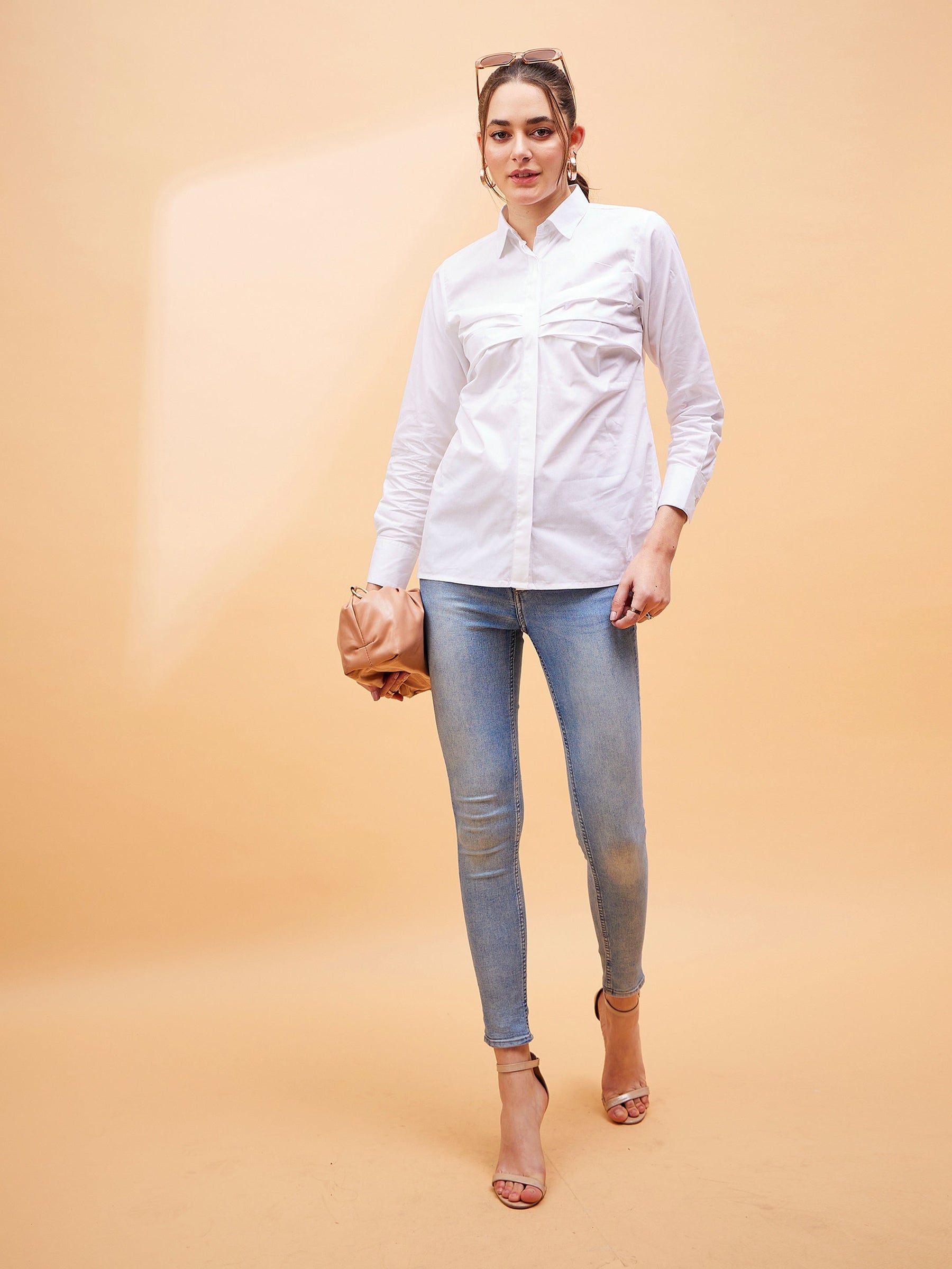 White Pleated Detail Shirt-SASSAFRAS BASICS