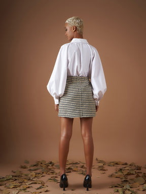 Off-White Check Jacquard Tweed Mini Skirt-SASSAFRAS