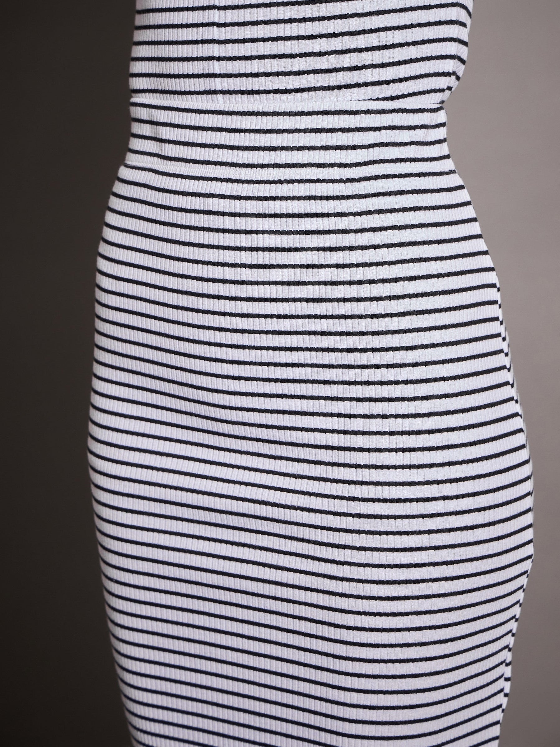 Black & White Striped Rib Pencil Skirt-SASSAFRAS