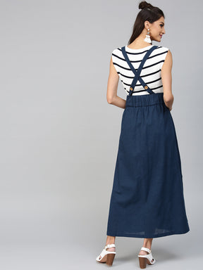 Buy Denim Dungaree a Line Skirt Jeans Dungaree Midi Retro Apron Online in  India  Etsy