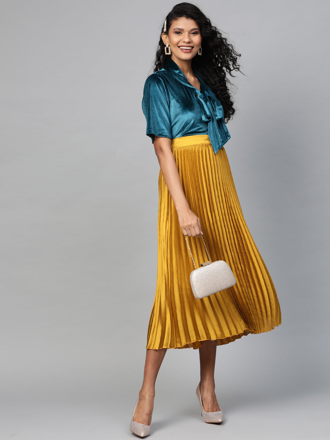 Buy HERIJA Black top with Yellow Flared Skirt for Women and Girls at  Amazonin