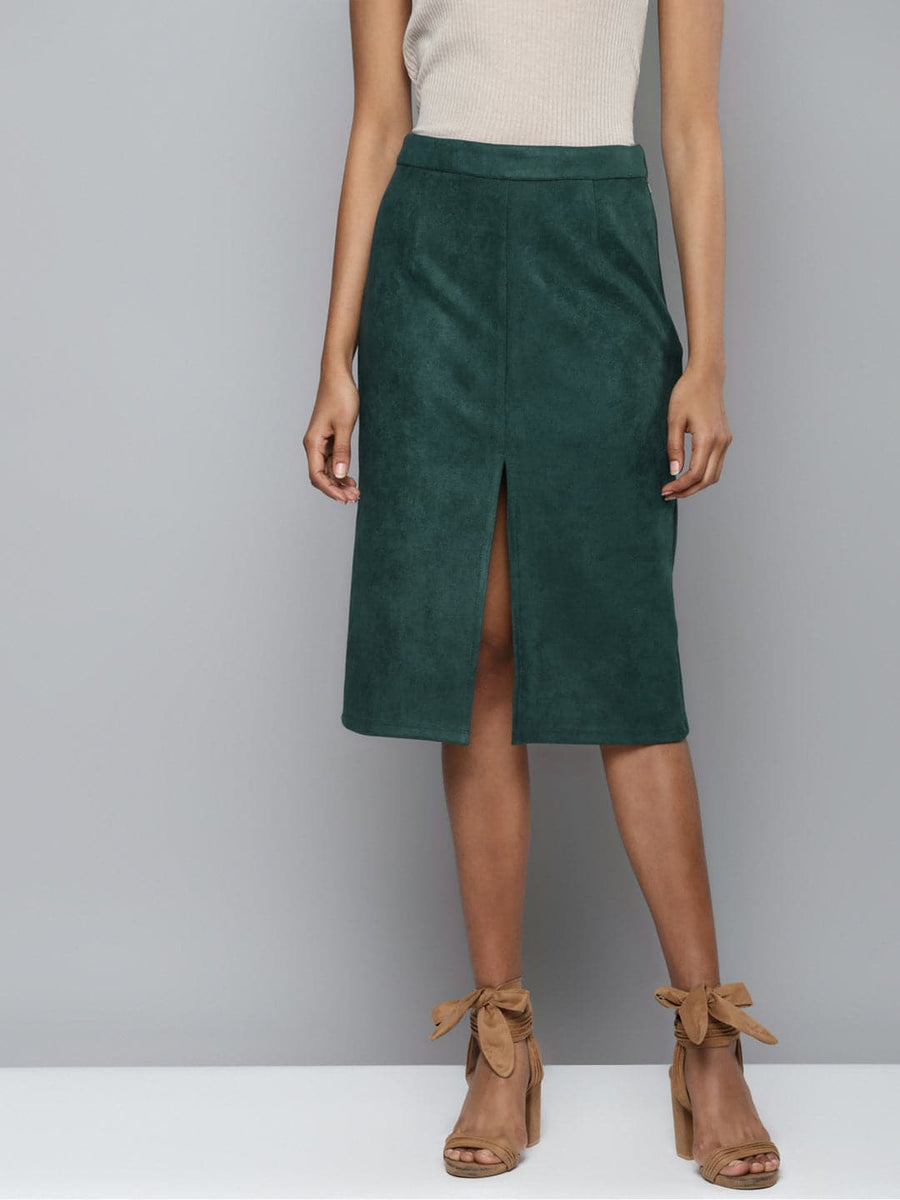 Green deals suede skirt