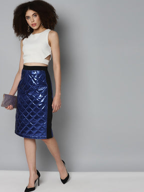 Royal Blue Mettalic Pencil Skirt