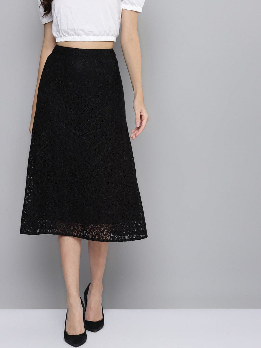Buy Black Current Aline Slit Skirt for Women Online in India