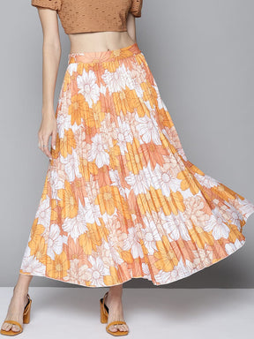 Buy Women Olive Floral Pleated Mini Skirt Online At Best Price  Sassafras in