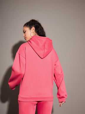 Pink Fleece Oversized Hoodie-SASSAFRAS
