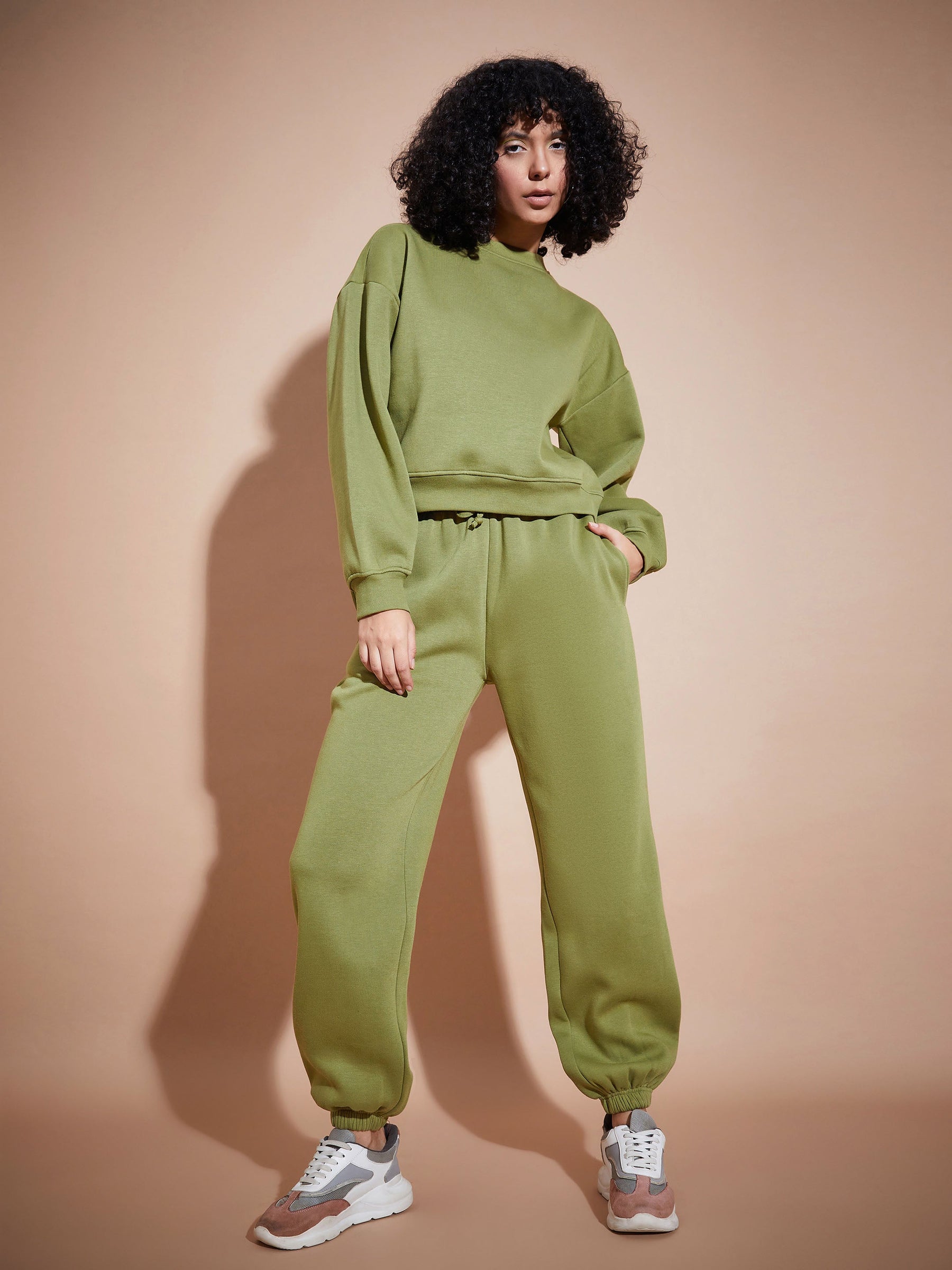 Olive Premium Fleece Oversized Sweatshirt-SASSAFRAS BASICS